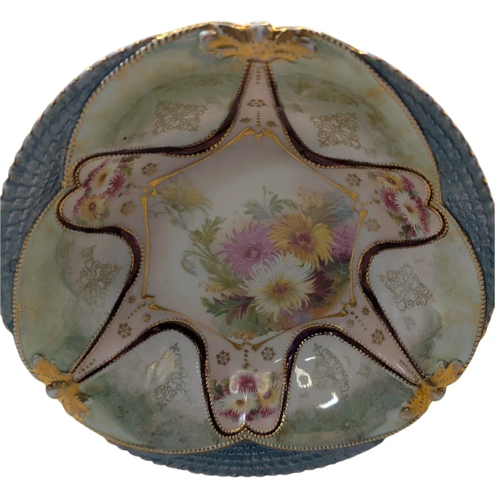 Antique OLS St Kilian Serving Bowl Floral Oscar Schlegelmilch Hand Painted SEE